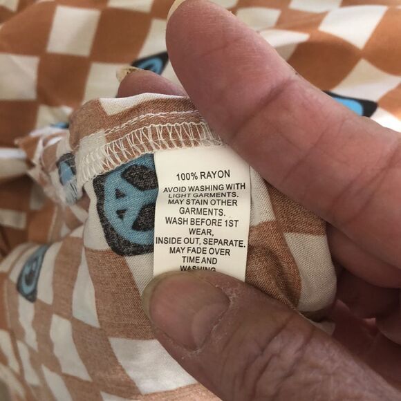 PACSUN Short Sleeve Button Down Shirt Size L NWT Brown - Picture 4 of 6